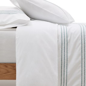 Kave Home - Set Saigan copripiumino e federe 100% cotone percalle 180 bianco con ricamo letto 150 cm