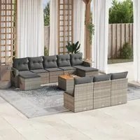 Set Divani da Giardino 11 pz con Cuscini in Polyrattan Grigio 3257103