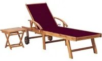 Lettino Prendisole con Tavolo e Cuscino in Massello di Teak cod mxl 9235