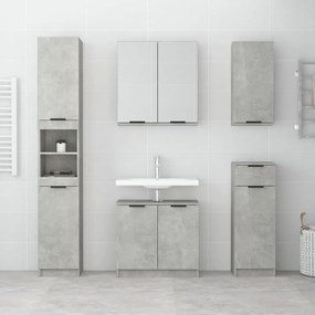 Set mobili da bagno 5 pz grigio cemento in legno multistrato