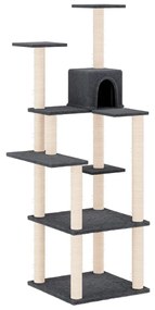 Albero per gatti con tiragraffi in sisal grigio scuro 153 cm