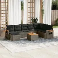 Set Divano da Giardino 9 pz con Cuscini Grigio in Polyrattan 3259498