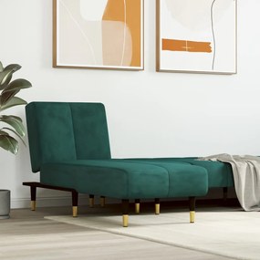 Chaise Longue İn Velluto Verde Scuro /