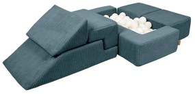 Gioco per psicomotricità turchese in velluto a coste 6 pz altezza totale 40 cm 100x35 cm Montessori – Meowbaby