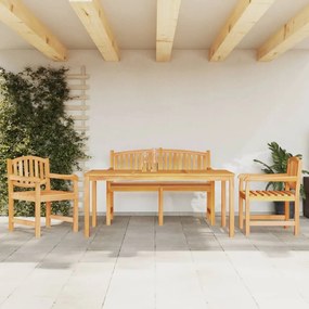 Set Da Pranzo Per Giardino 4 Pz İn Legno Massello Di Teak /