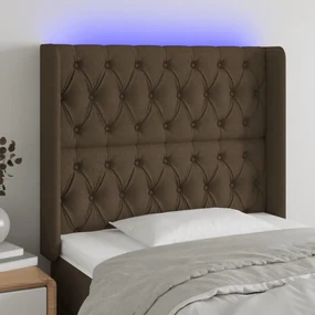 Testiera A Led Marrone Scuro 93x16x118/128 Cm İn Tessuto /