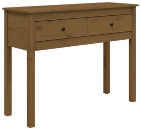 Tavolo consolle miele 100x35x75 cm in legno massello di pino