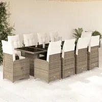 Set Bistr da Giardino 11 pz con Cuscini in Polyrattan Beige 3277288