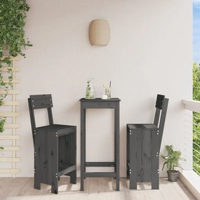 Sgabelli Da Bar 2pz Grigi 40x48,5x115,5 Cm Legno Massello Pino /