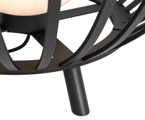 Lampada da terra di design nera con opale 110 cm - Angela