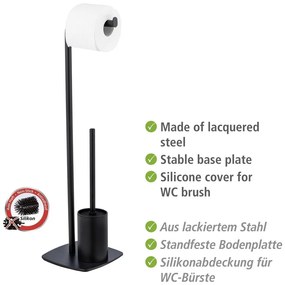 Porta carta igienica in acciaio con spazzola Iria - Wenko