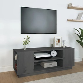 Mobile porta tv grigio 110x35x40,5 cm in legno massello di pino