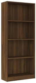 Libreria 4 Ripiani Rovere Marrone 60x24x142cm Legno Multistrato