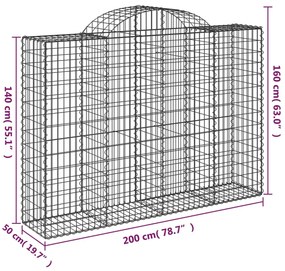 Cesti Gabbioni ad Arco 30 pz 200x50x140/160 cm Ferro Zincato