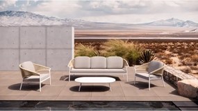 Salotto Da Esterno 5 Posti In Alluminio E Corda Con Tavolino Celia Bianco