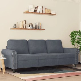 Divano A 3 Posti Grigio Scuro 180 Cm İn Velluto /