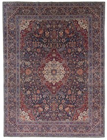 Kashan Tappeto 430x330 Blu (Iran) Annodato A Mano