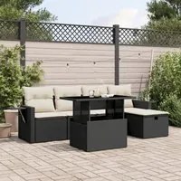 Set Divano da Giardino 6 pz con Cuscini Nero in Polyrattan 3274966