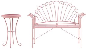 Set da balcone in metallo rosa panchina e tavolino CAVINIA Beliani