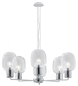 Lampadario Neoclassico Fellini grigio paralume trasparente 6x E27 LUCE AMBIENTE DESIGN