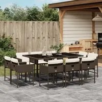 Set da Pranzo da Giardino 11 pz con Cuscini Polyrattan Marrone 3278156