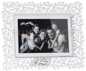 Portafoto di design corallo grande orizzontale bianco marmo in ferr...