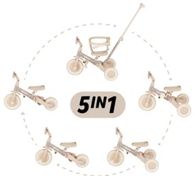 PETITE&MARS - Triciclo per bambini 5 in 1 TURBO LIMITED Prato Rosa