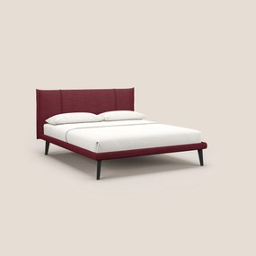Klaus LETTO moderno con piedi in mogano e tessuto fiammato impermeabile T03 rosso