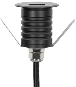 Faretto LED Nero 1W  IP67 Professional - per Gradini Colore Bianco Caldo 2.700K