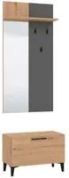 set mobile ingresso appendiabiti con specchio e contenitore cm 67,4 x 34,8 x 200 h - WALLWAND Colore: Grigio scuro