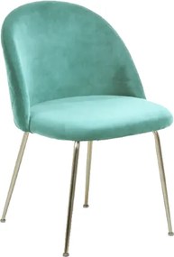 Sedia poltroncina in velluto Acquamarina con gambe in metallo Oro - PARIS 2 sedie