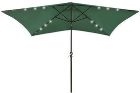Ombrellone A Sbalzo Con Palo İn Acciaio E Led Verde 2x3 M /