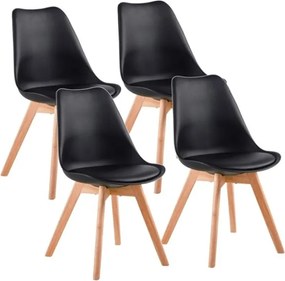Sedia Nordica Nera Con Gambe In Legno E Cuscino Design Moderno