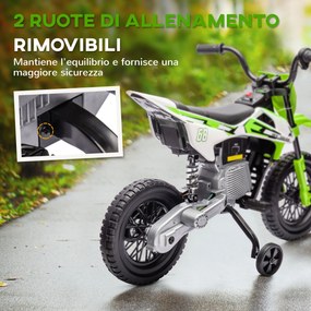Moto Elettrica per Bambini con Rotelle e Indicatore di Carica Verde...