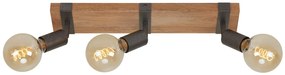 Faretto decorativo senza fonte luminosa WOOD in acciaiolegno marrone E27 3 luci
