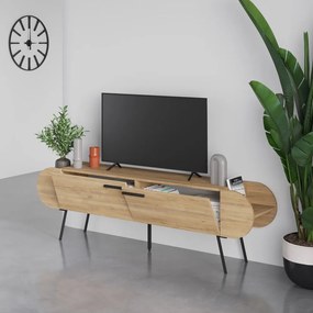 Tavolo TV in rovere naturale 195x57 cm Saluso - Marckeric