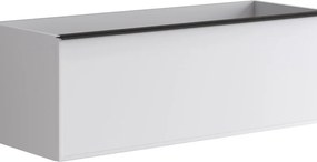 Mobile da bagno sospeso sotto lavabo Pixel frame 2 cassetti L 120 x H 40 x P 45.5 cm bianco laccato opaco, con maniglia nero opaco