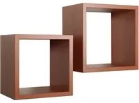 Set 2 Mensole Cubo da Parete Quadrato in Fibra di Legno Q-Bis Maxi Ciliegio