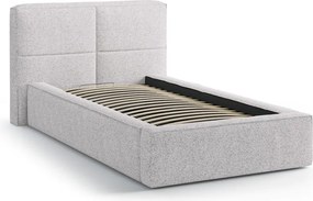 Letto singolo imbottito grigio chiaro con contenitore con rete inclusa 90x200 cm Darren – Micadoni