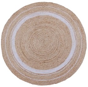 Tappeto Nils natura in juta beige e bianco, Ø150 cm