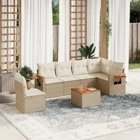 Set Divani da Giardino 7 pz con Cuscini Beige in Polyrattan 3259265