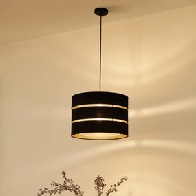 Lampada a sospensione Lindby Tsomo, Ø 40 cm, nero, tessuto, E27