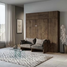 Letto a scomparsa matrimoniale 160 cm con mobili Noce KENTARO SOFŔ