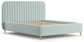 Letto matrimoniale imbottito color menta con spazio contenitivo e rete 160x200 cm Noto - Maison de Rêve