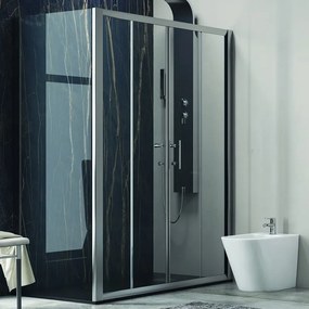 Kamalu - Box doccia angolare 160x70 cm laterale fisso 70cm profili cromo | KF6000S