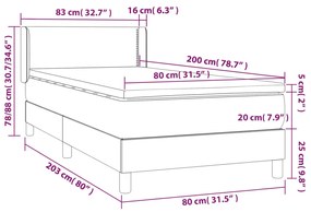 Giroletto a Molle con Materasso Grigio Scuro 80x200 cm Tessuto