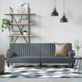 Divano Letto Con Braccioli Grigio Scuro İn Velluto /