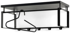 Attaccapanni da parete nero in metallo con scaffale 70 cm Rex – Spinder Design