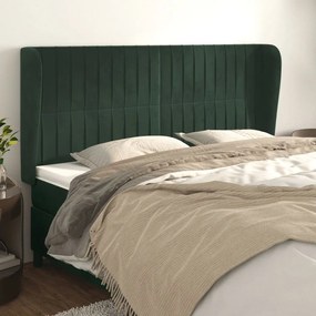 Testiera Ad Orecchio Verde Scuro 183x23x118/128cm İn Velluto /