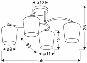 Lampadario a sospensione con supporto rigido ESNYR 4xE27/40W/230V nero/bianco